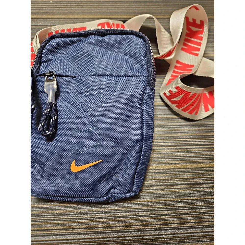 Nike Heritage Small Items Crossbody Bag Navy Blue Orange Swoosh BA5871-451